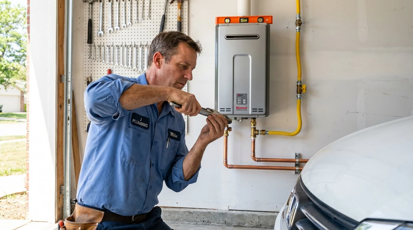 Tankless water heater installation by a Johns Plumbing LLC plumber in Icard